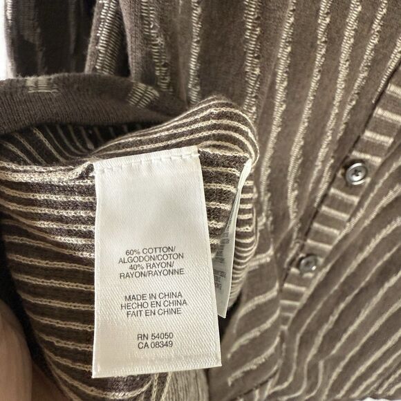 Jones Wear Cardigan Womens XL Brown Animal Print Button Up Long Sleeve Cotton Bl - Picture 6 of 10